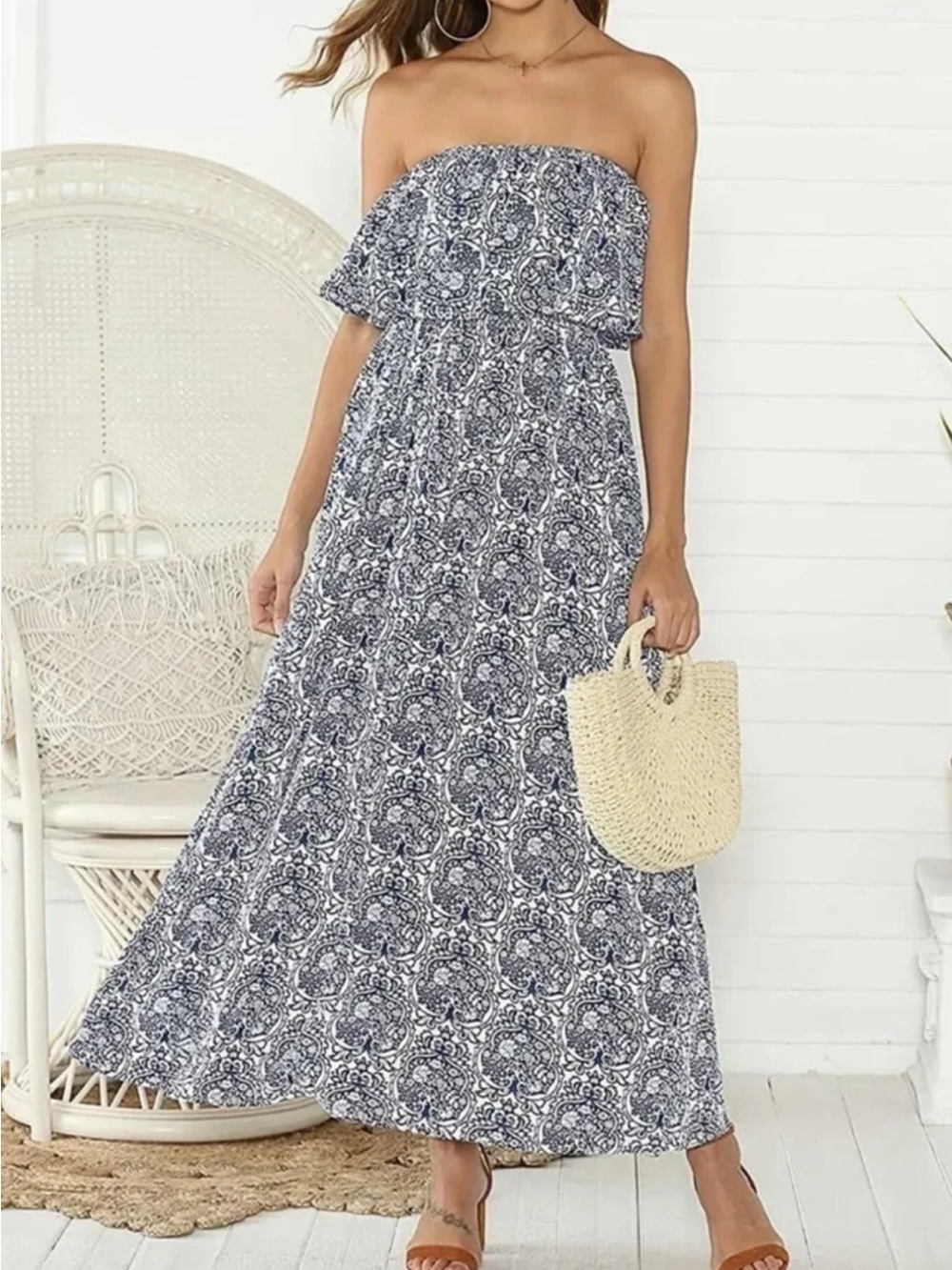 Yidarton Strapless Maxi Dress